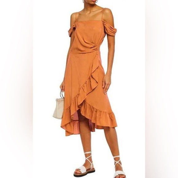 Maje dress orange midi summer sundress size FR 2 - Picture 1 of 8